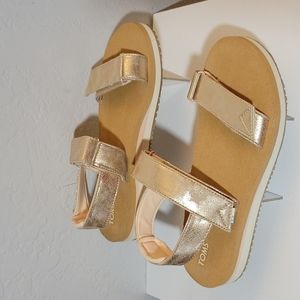 TOM'S Ray Metallic Hook Loop Straps Sandals 9